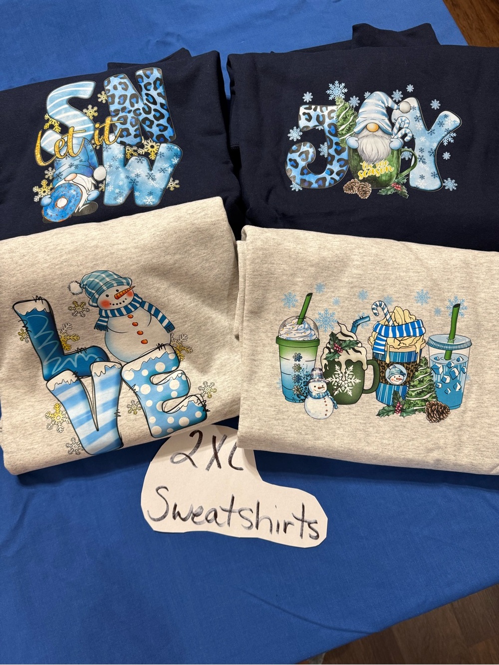 Women's Holiday Graphic Sweatshirt - Blue/Gray Winter Designs